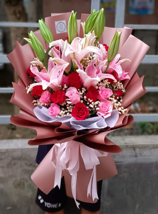 "Crimson Kiss & Blush Bloom"